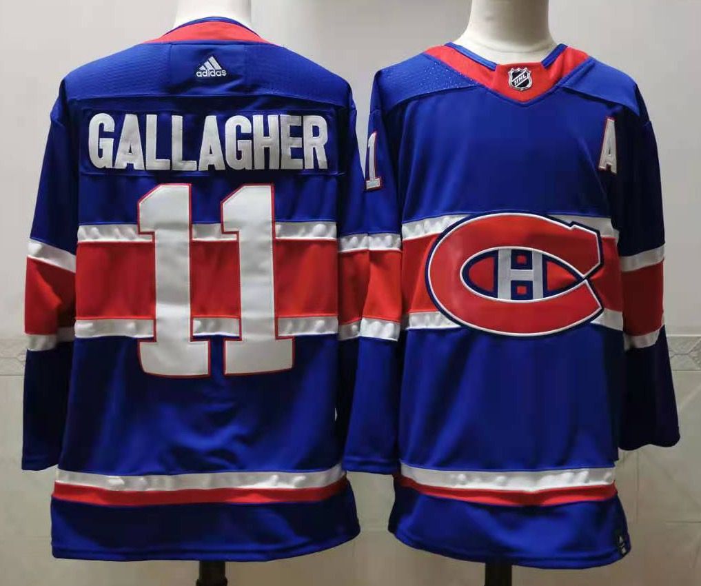Men Montreal Canadiens #11 Gallagher Blue Throwback Authentic Stitched 2020 Adidias NHL Jersey->montreal canadiens->NHL Jersey